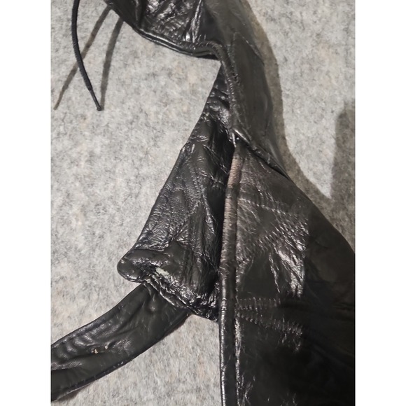 Giovanni Navarre Motorcycle Chaps Medium Black Italian Stone Design Leather - Picture 7 of 14